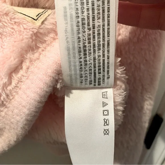 HOLLISTER Pink Fuzzy Cropped Drawstring Cowl Neck Pullover Longsleeve Jacket L - Picture 11 of 11